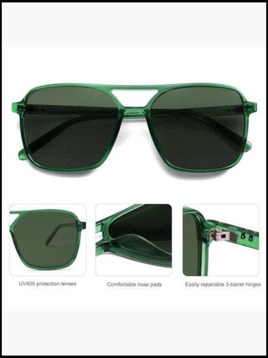 Vintage Aviator Square Sunglasses UV400 Protection main image 6